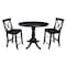 International Concepts Round 36 in Rd Extension Dining Table 34.9 inH, 2 X-Back Counter Ht Stools, Black, 36 in W, 48 in L K46-36RXT-S6132-2 - alternate 1